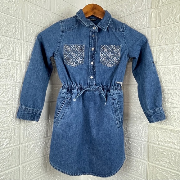 GUESS‎ Big Girl Adjustable Long Sleeve Denim Dress Size 7 - Picture 1 of 9